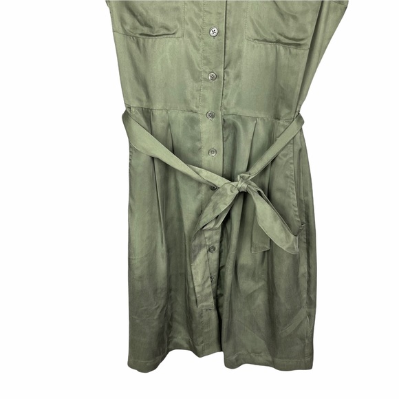 L’agence Evelyn Silky Olive Green Military Dress Short Sleeve XS - Picture 3 of 9